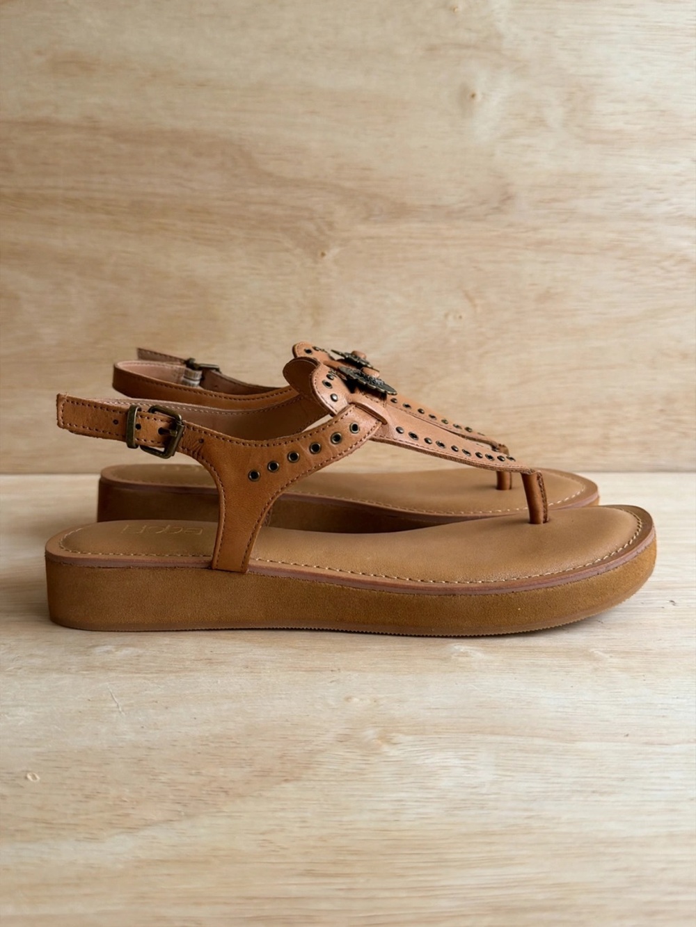 Reba Maddy T-Strap Sandals with Embellished Medallion 7M